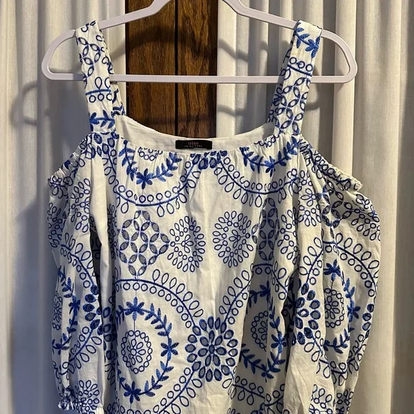 Trina Turk Embroidered Eyelet Off The Shoulder Tank Dress - Picture 5 of 14